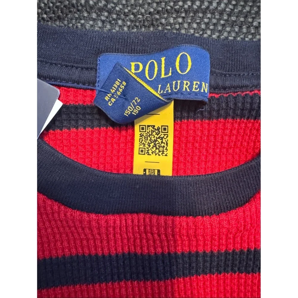 Polo by Ralph Lauren Red and Navy Striped Long-Sleeve Sweatshirt